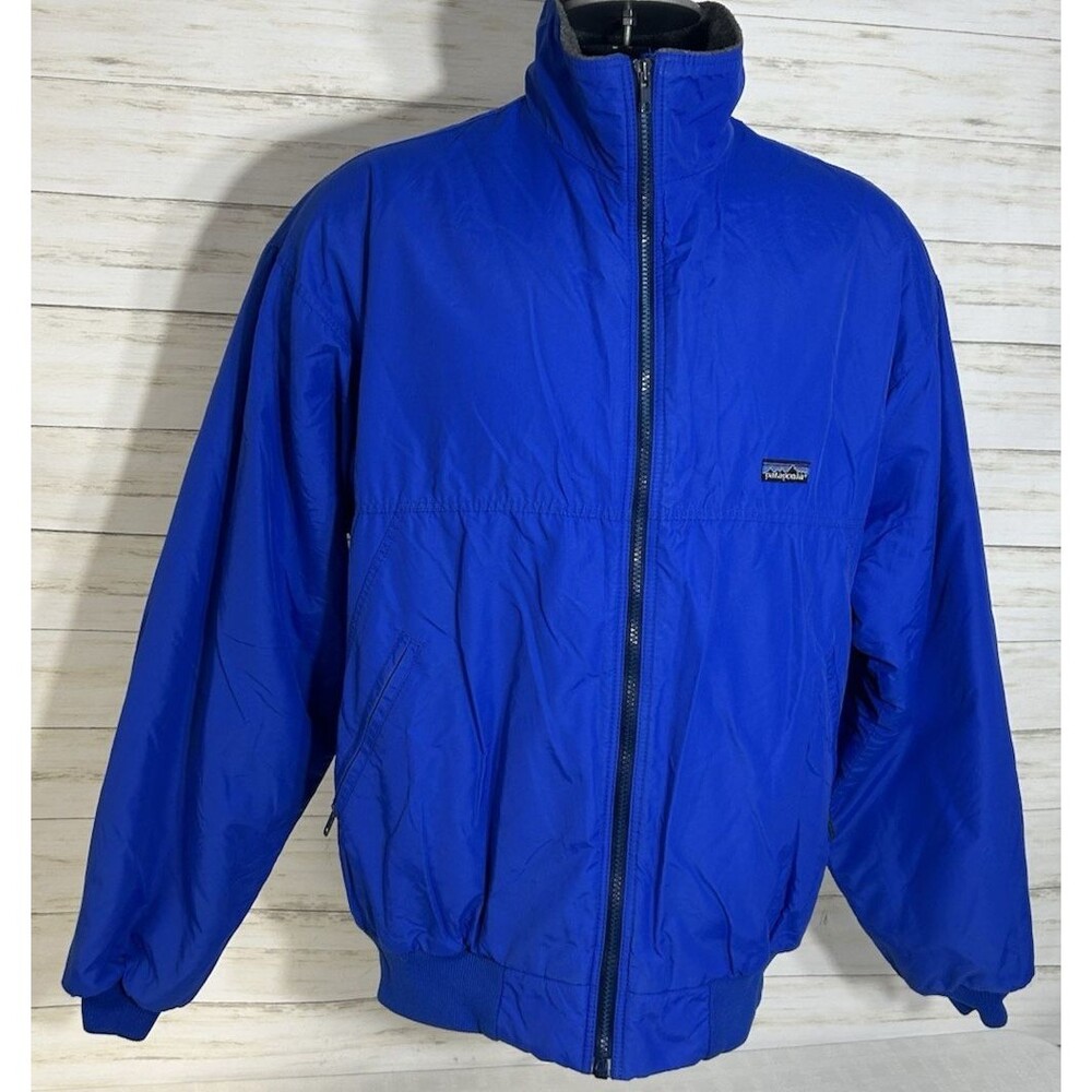 Patagonia Made USA Men's Vintage 90s Blue Jacket Size XL Nylon Fleece Lined
